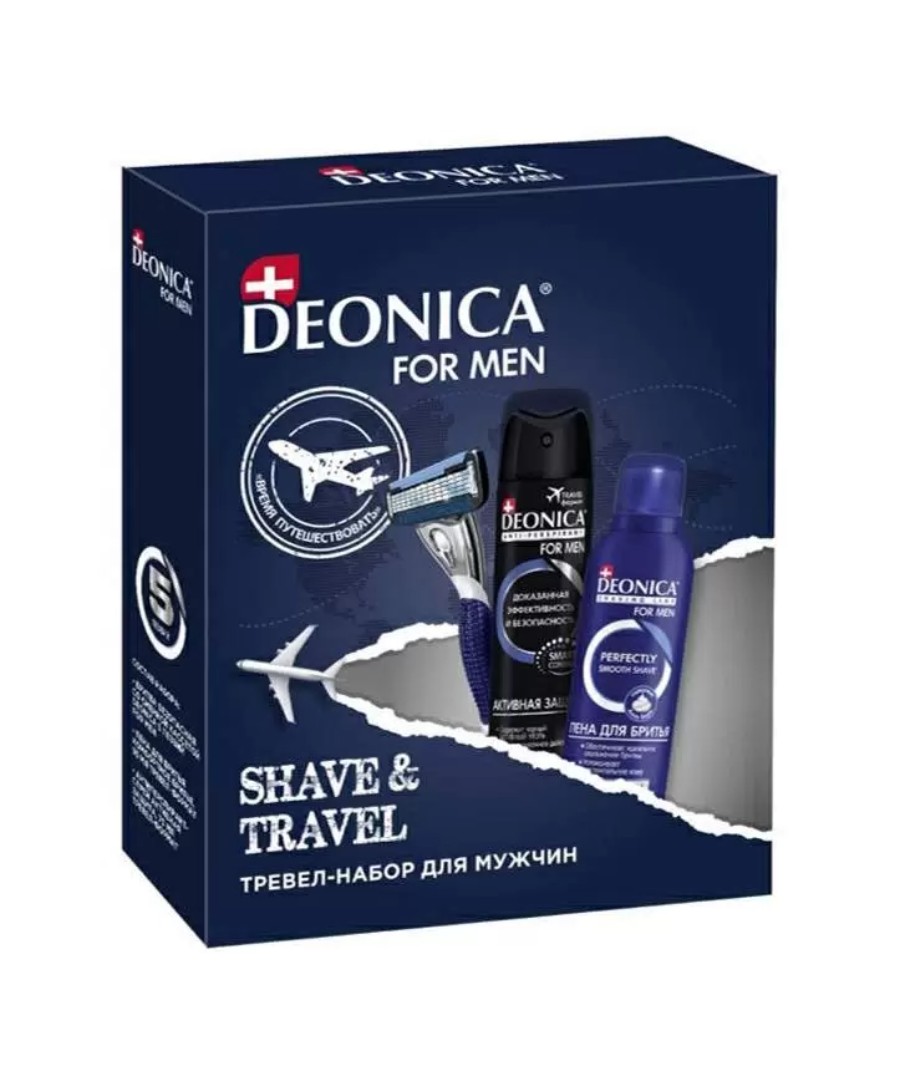 ПН ДЕОНИКА Мен тревел бритва с 1 кассетой+пена для бритья 95мл+дезодорант спрей 75мл