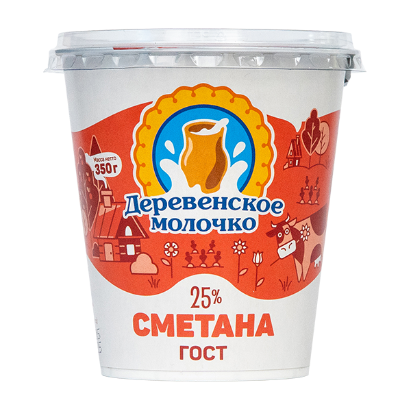 Сметана ДЕРЕВЕНСКОЕ МОЛОЧКО бзмж 25% стакан 350г