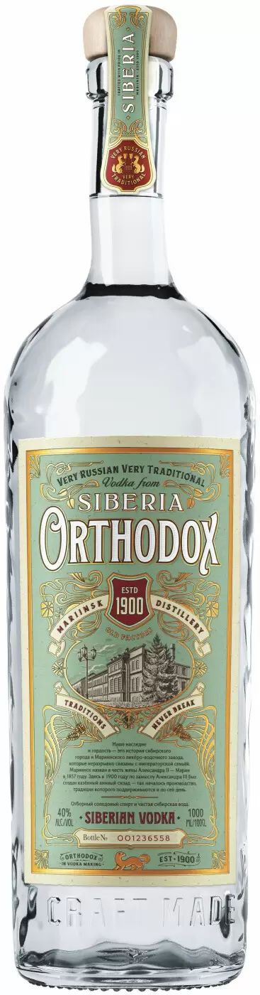 Водка ОРТОДОКС 40% ст/б 1л