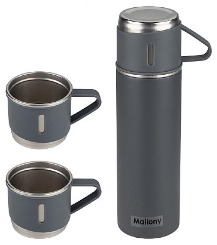 Набор МАЛЛОНИ Термос с термокружками серый арт.106052