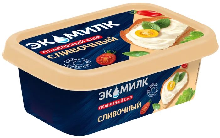 Сыр плавленый ЭКОМИЛК сливочный бзмж 55% 180г