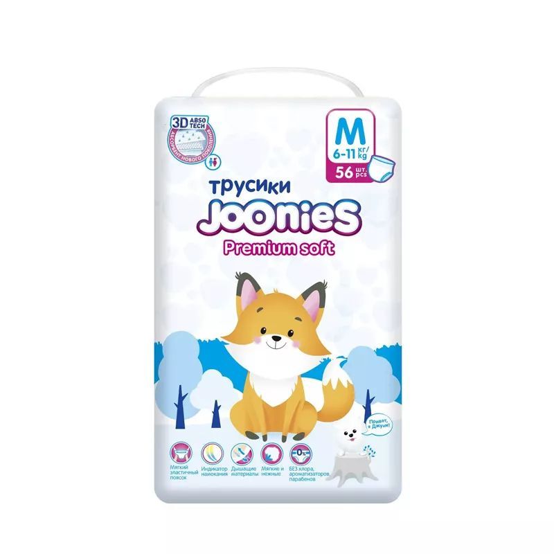 Подгузники-трусики ДЖУНИС Премиум Софт M 6-11кг 56шт