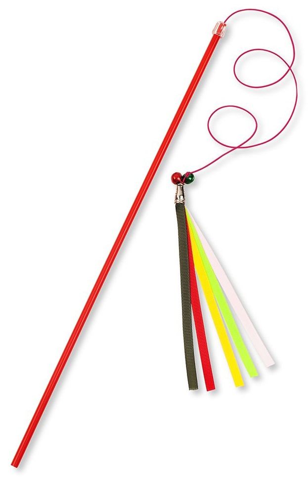 Игрушка для кошки ПЛЕЙ КЭТ Дразнилка удочка погремушки с лентами