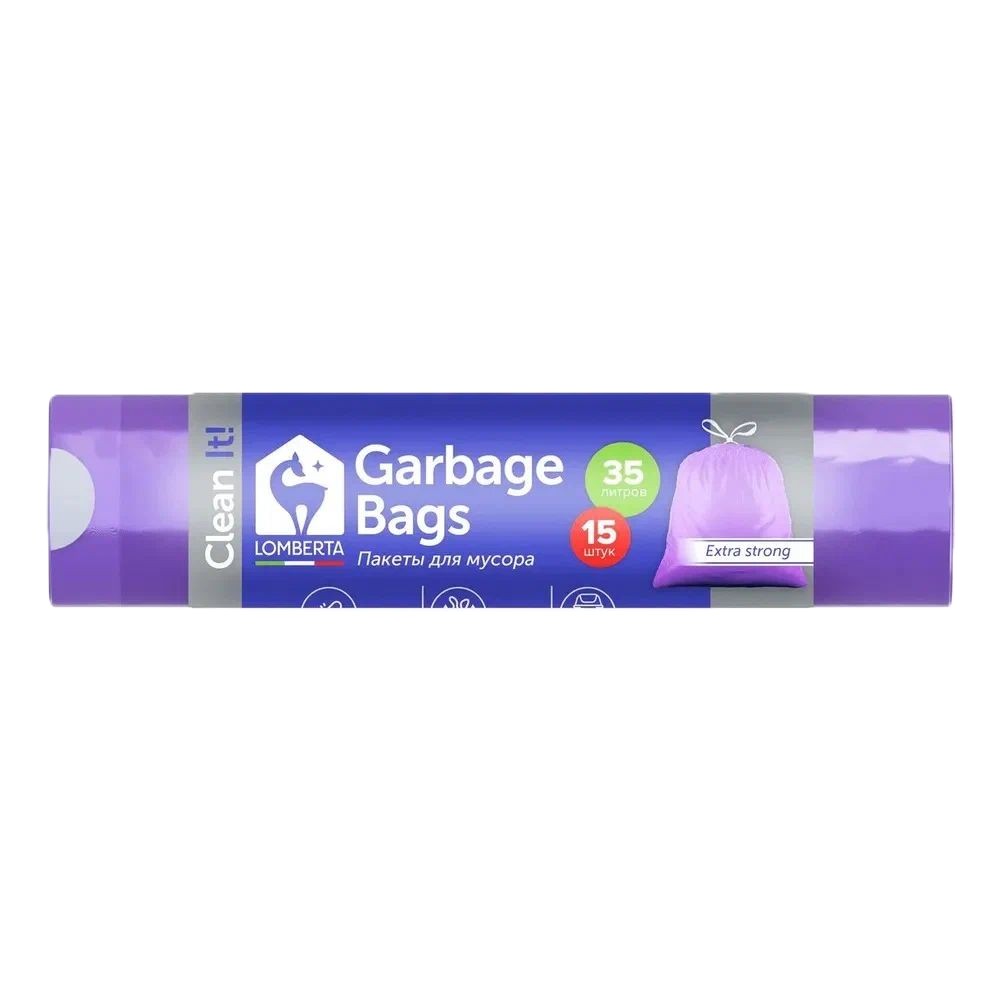 Пакеты для мусора ЛОМБЕРТА с затяжкой арома 35л 15шт