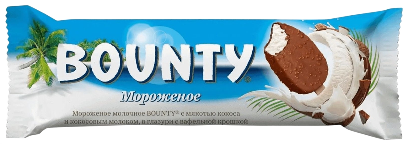 Мороженое БАУНТИ с мякотью кокоса в глазури бзмж 60г