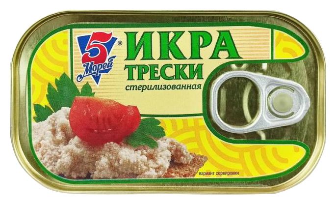Икра трески 5 МОРЕЙ стерилизованная ж/б ключ 120г