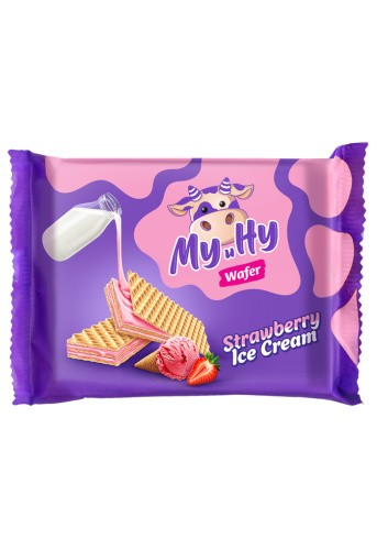 Вафли СЛАДОНЕЖ Му и Ну с мороженым и клубникой 70г