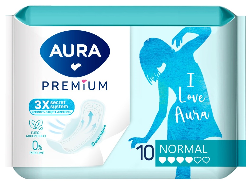 Прокладки АУРА Премиум нормал 10шт