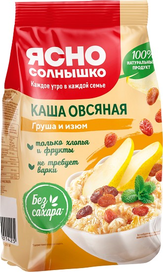 Каша овсяная ЯСНО СОЛНЫШКО с грушей и изюмом м/у 300г