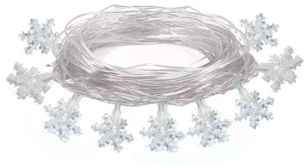 Гирлянда электрическая ВЕГАС Снежинки 80 LED ламп 10м арт.55082