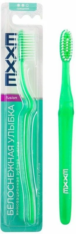 Зубная щетка ЭКСЕ Фьюжен белоснежная улыбка средняя 1шт