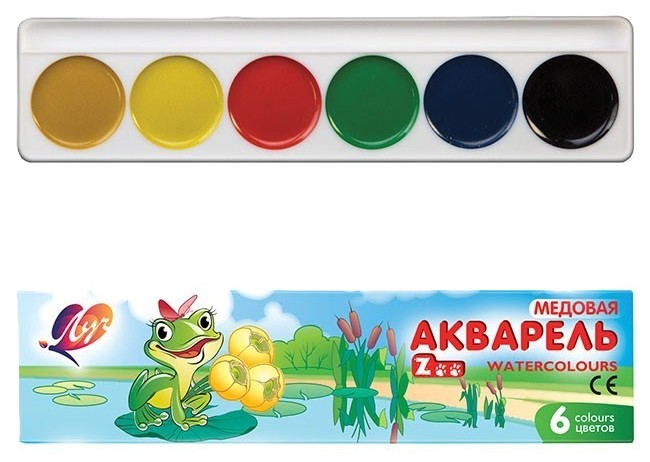 Акварель ЛУЧ Зоо медовая без кисти 6цв арт.19С1246-08