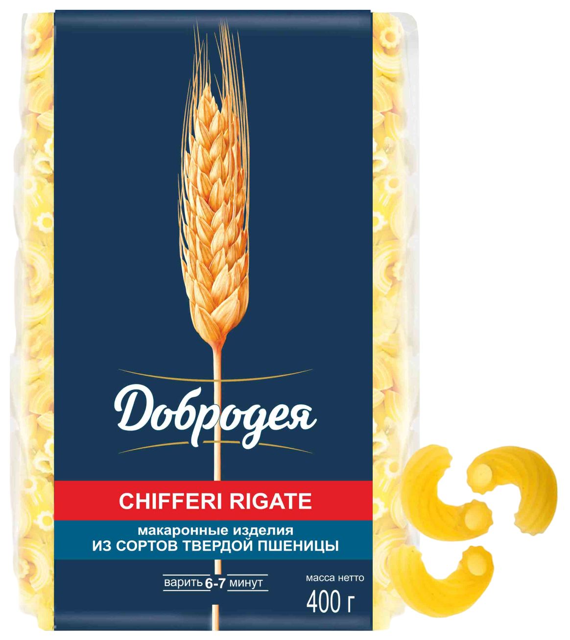 Мак.изделия ДОБРОДЕЯ Рожки рифленые 400г