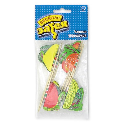 Пика для канапе ВЕСЕЛАЯ ЗАТЕЯ пластик 12см 12шт