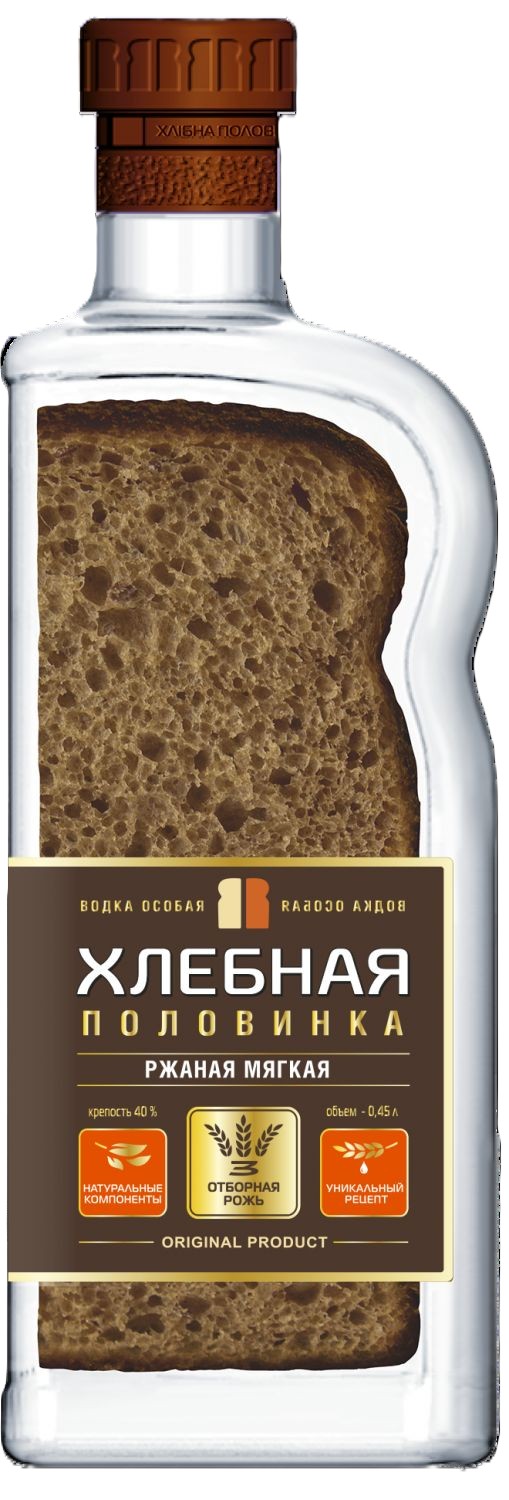 Водка ХЛЕБНАЯ ПОЛОВИНКА Ржаная мягкая 40% ст/б 0.45л