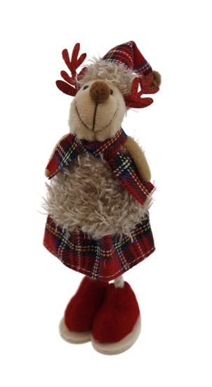 Новогоднее украшение ТАМ-ТАМ Олень-девочка в клетчатом шарфе 7*5*17см арт.23A-2989C2