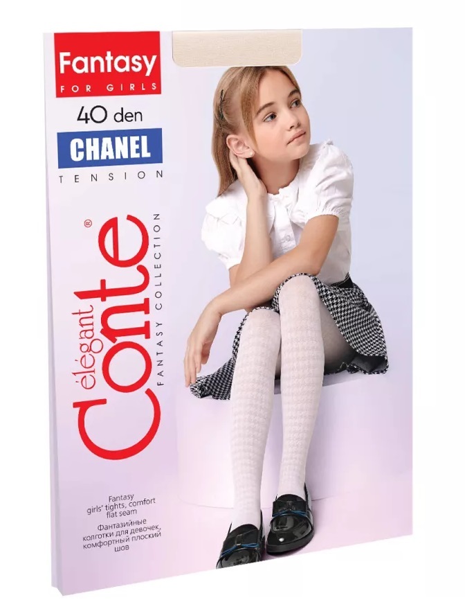 Колготки детские КОНТЕ Элегант Шанель белые р.140-146