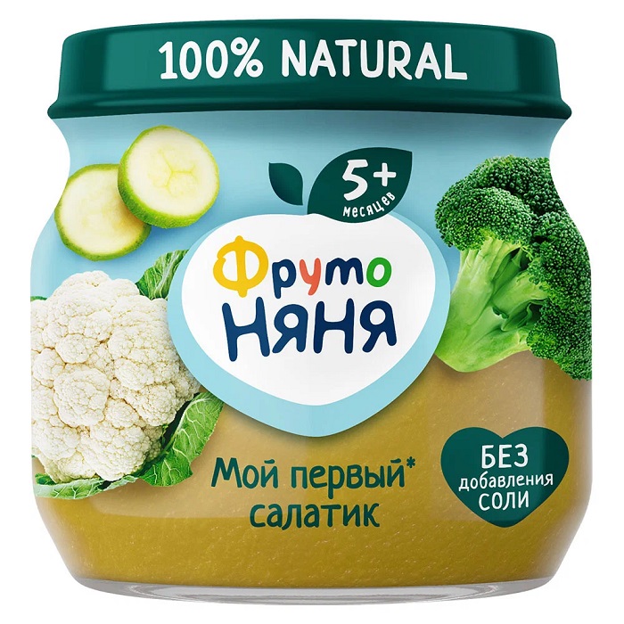 Пюре ФРУТОНЯНЯ брокколи кабачки цветная капуста ст/б 80г