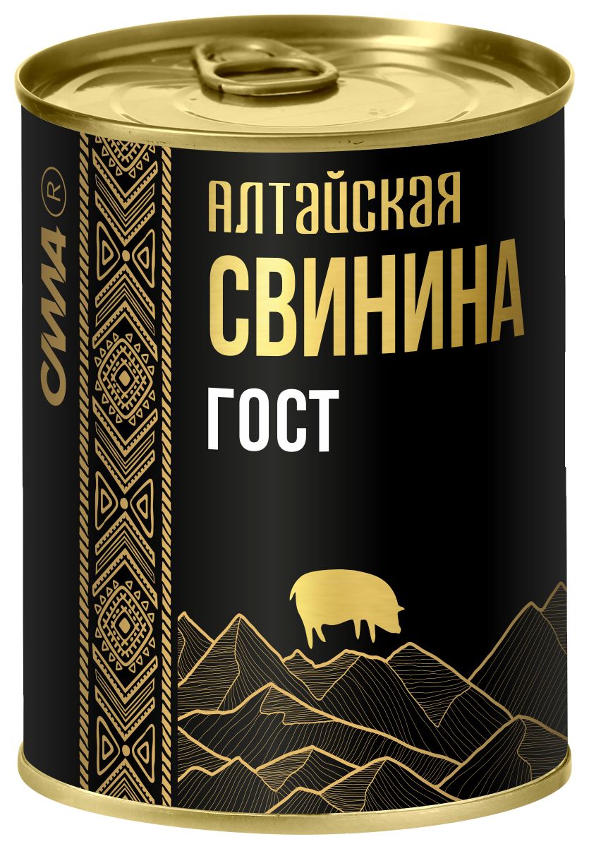 Свинина тушеная СИЛА Алтайская ГОСТ в/с ключ ж/б 338г