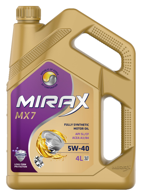 Масло моторное МИРАКС MX7 SAE 5W-40 API SL/CF синтетика 4л