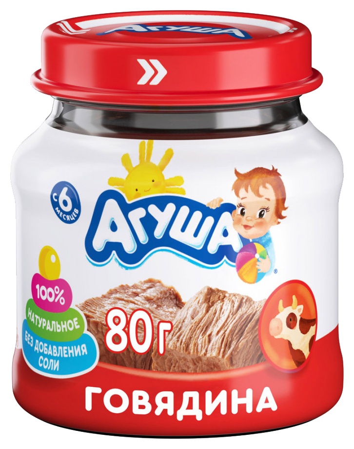 Пюре АГУША говядина ст/б 80г