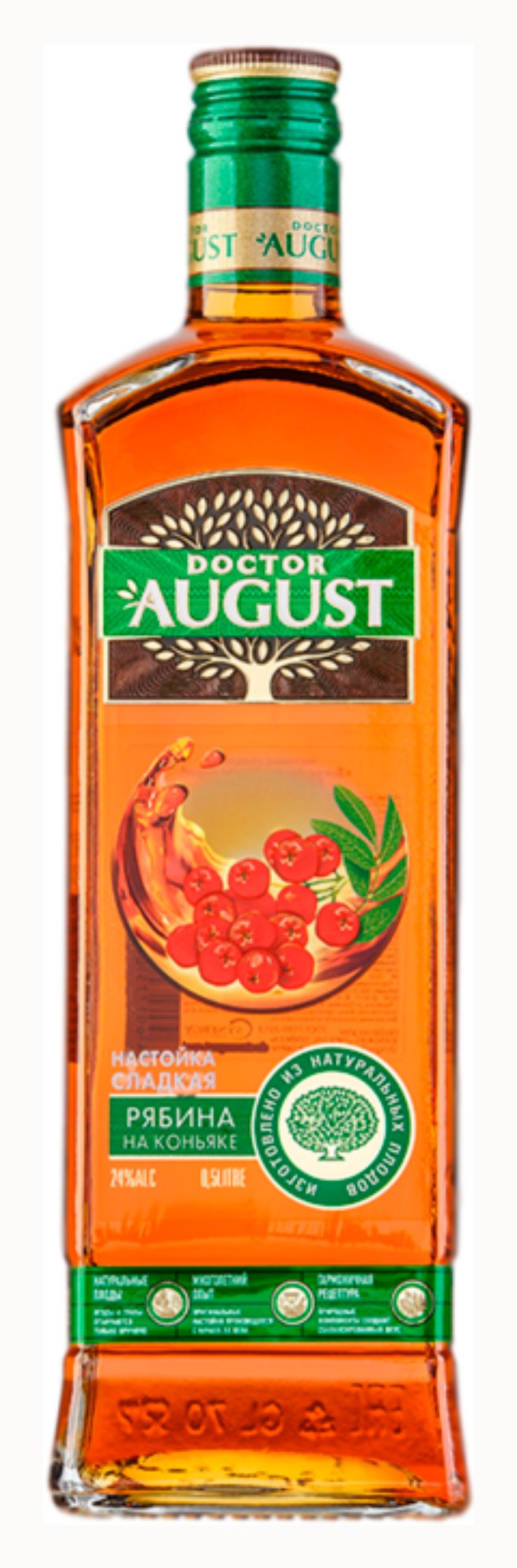 Настойка ДОКТОР АВГУСТ Рябина на коньяке 24% 0.5л