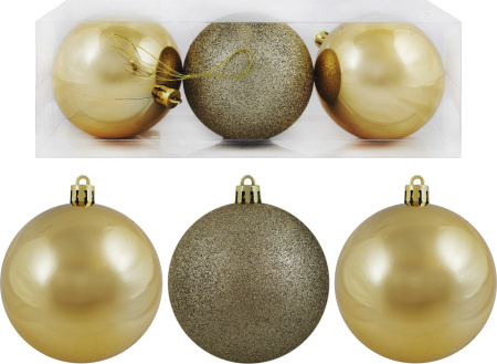 Набор шаров ТАМ-ТАМ золото Д8см 3шт арт.SYQA-0122273