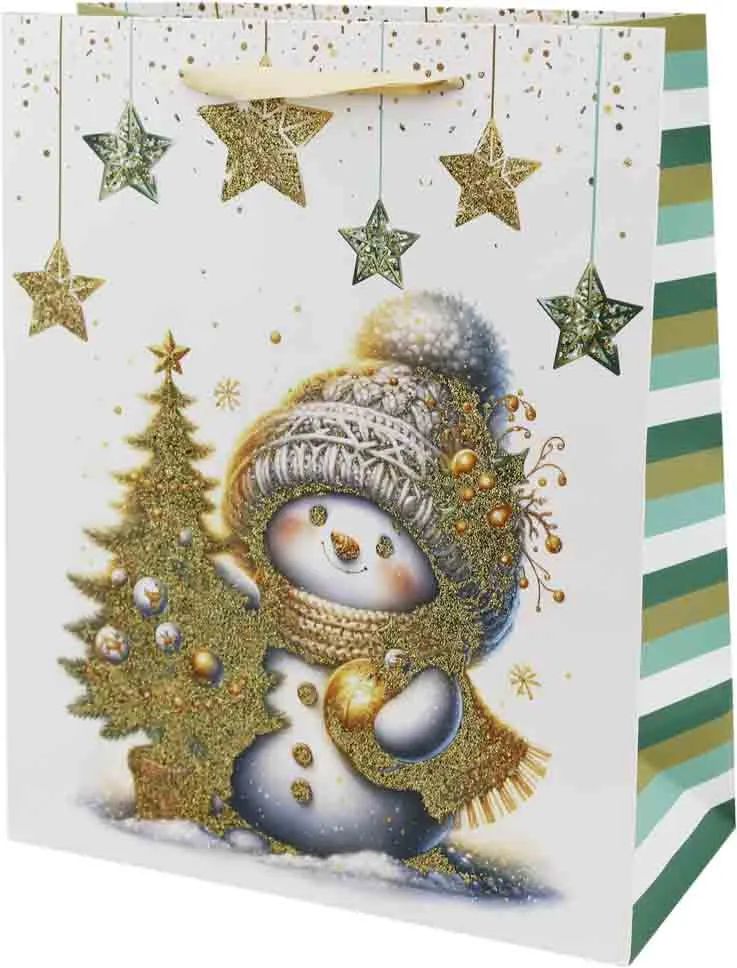 Пакет подарочный ТАМ-ТАМ Снеговичок у новогодней елки 26*12*32см арт.C1538M