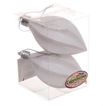 Елочная игрушка СЕРПАНТИН Таинственное очарование Капля белая 2шт арт.916-0416