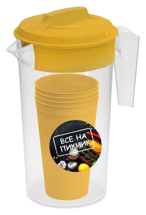 Набор ПОЛИМЕРБЫТ Все на пикник кувшин 1200мл+4 стакана 400мл арт.4314811