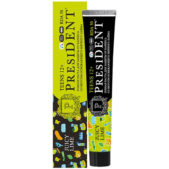 Зубная паста детская ПРЕЗИДЕНТ Сочный лайм 12+ 70г