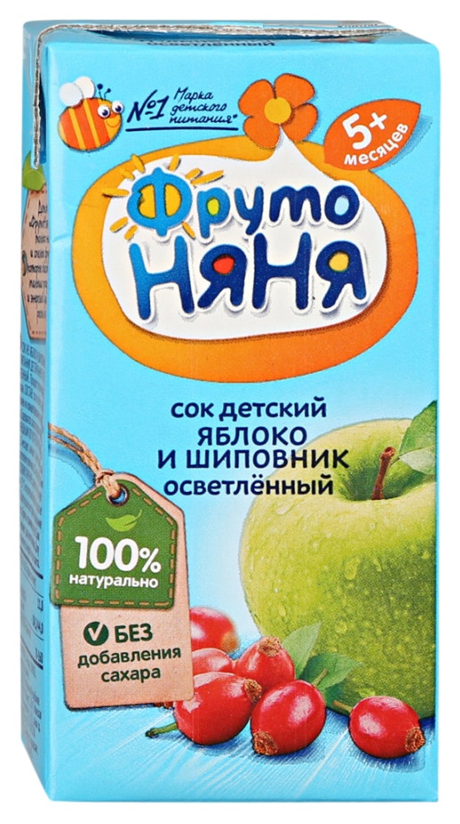 Сок ФРУТОНЯНЯ яблоко шиповник осветленный 0.2л