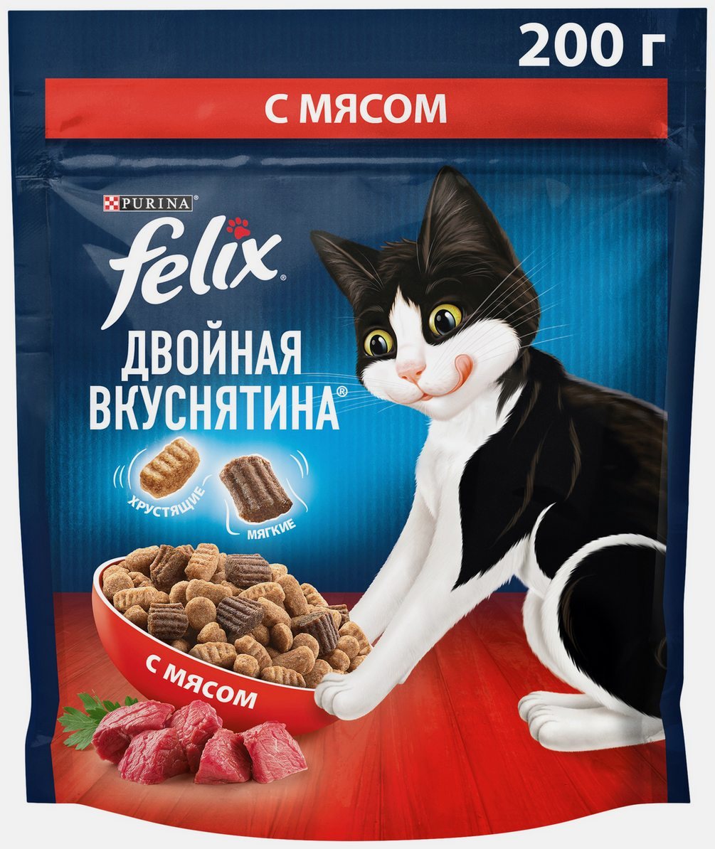 Корм для кошек ФЕЛИКС Двойная вкуснятина с мясом говядина 200г