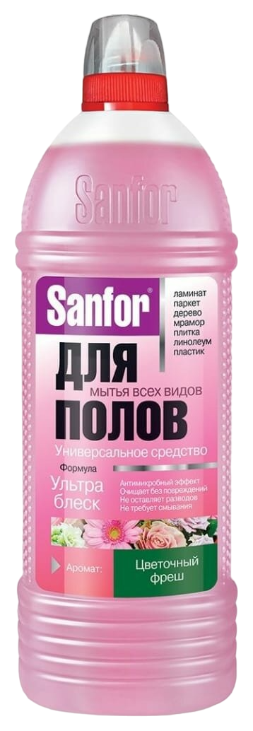 Средство для полов САНФОР Ультра блеск цветочный фреш 1000мл