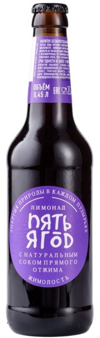Газ.напиток сокосодержащий ПЯТЬ ЯГОД жимолость ст/б 0.45л