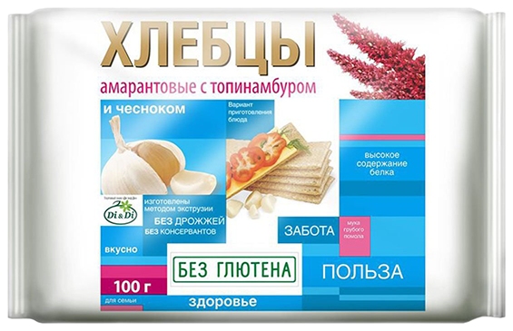 Хлебцы ДИ ЭНД ДИ амарантовые с чесноком 100г