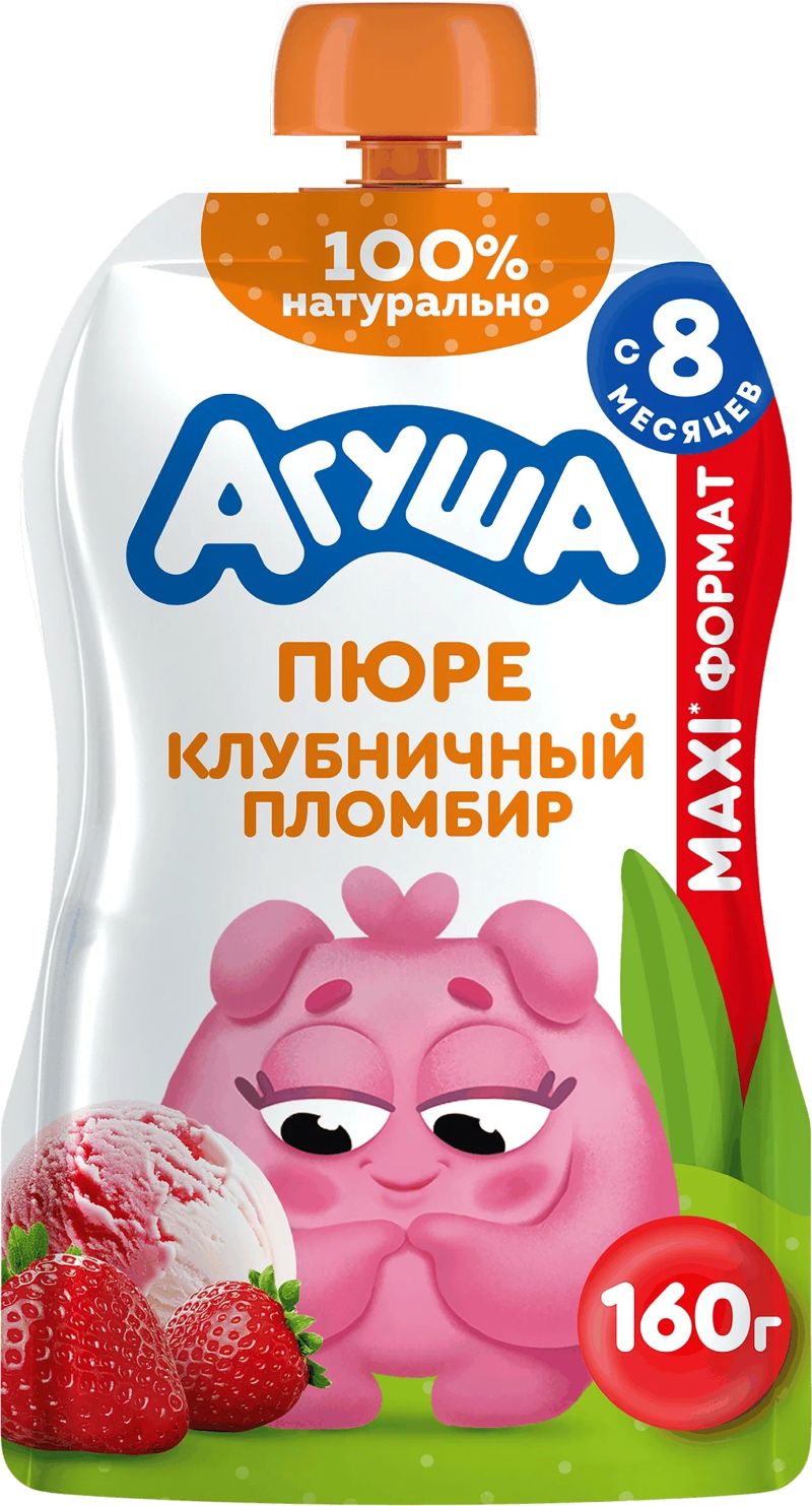 Пюре АГУША Клубничный пломбир гомогенизированное м/у 160г