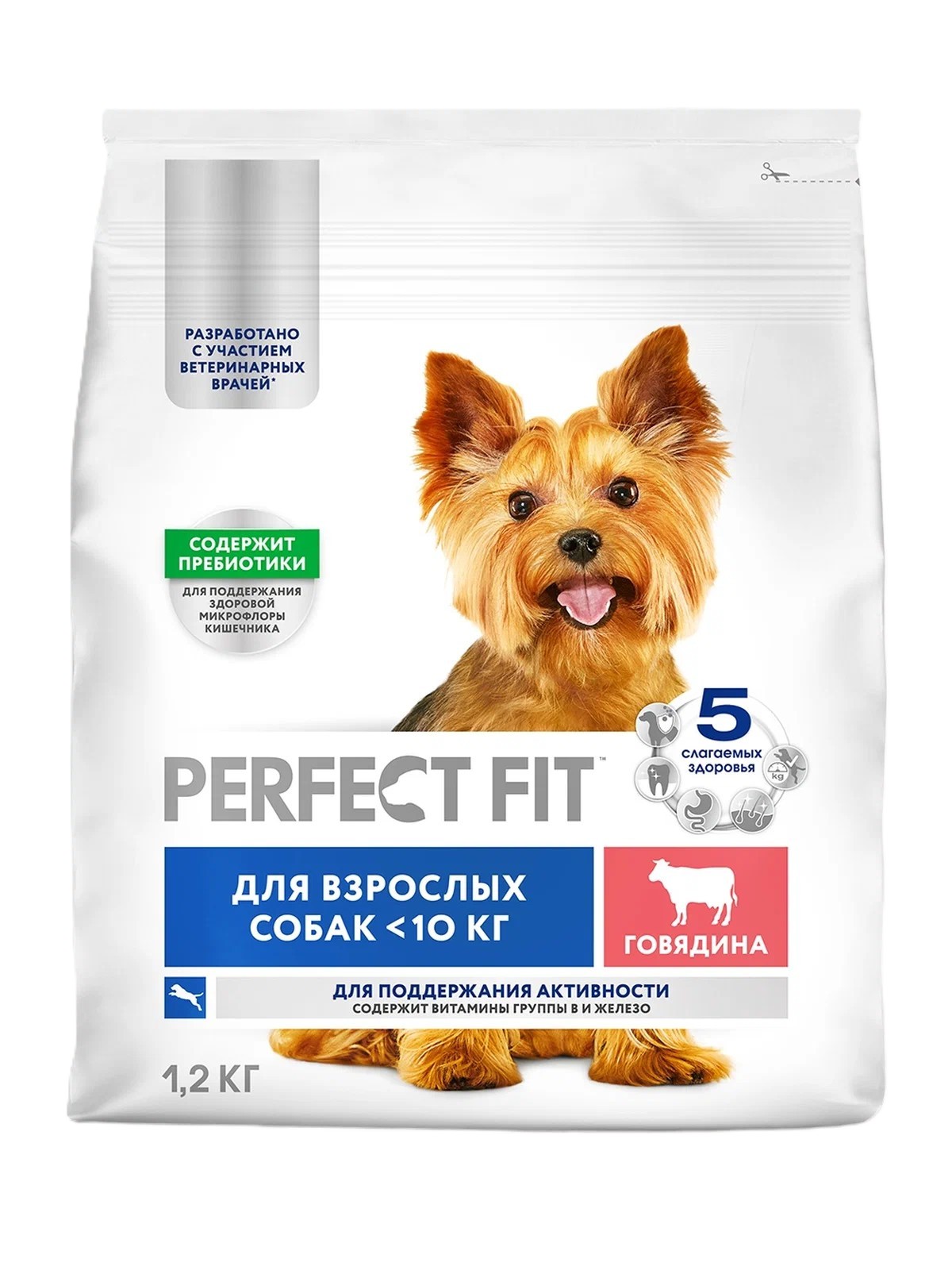 Корм для собак ПЕРФЕКТ ФИТ с говядиной для мелких и мини пород 1.2кг