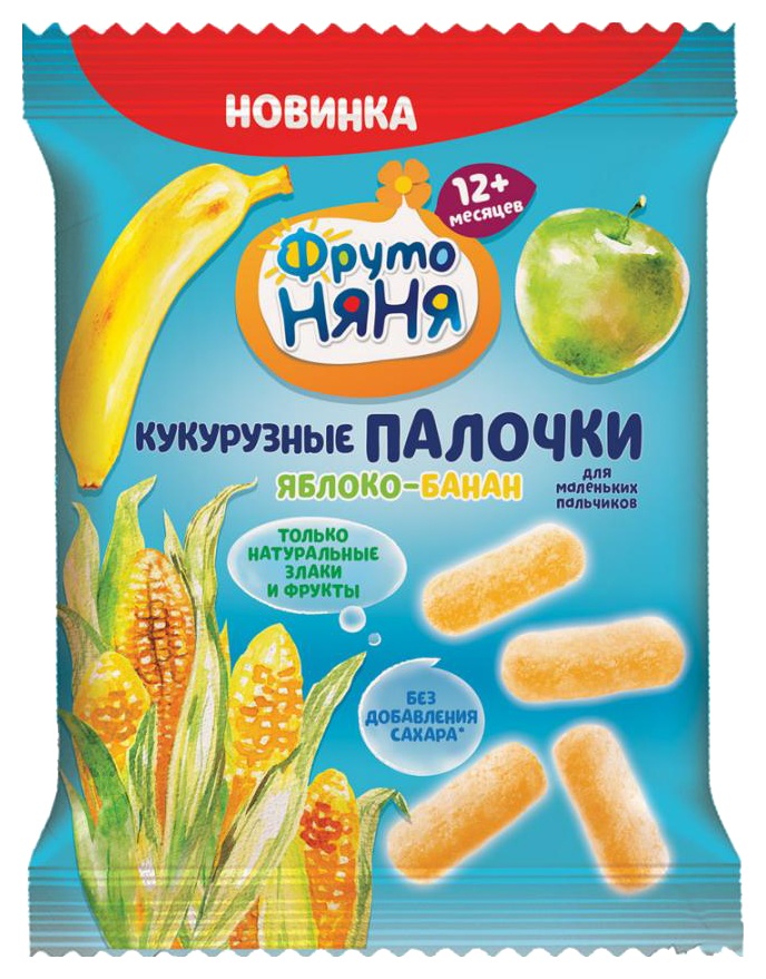 Кукурузные палочки ФРУТОНЯНЯ яблоко банан 20г