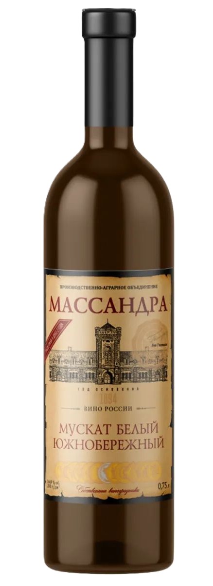 Вино МАССАНДРА Мускат Южнобережный белое сл 16% ст/б 0.75л