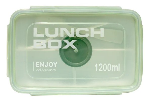 Ланч-бокс ЭНДЖОЙ с приборами зеленый 1.2л