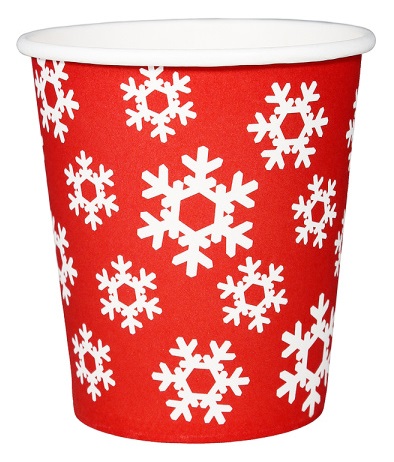 Стакан СФЕРА красный со снежинками бумажный 6шт арт.2-0059