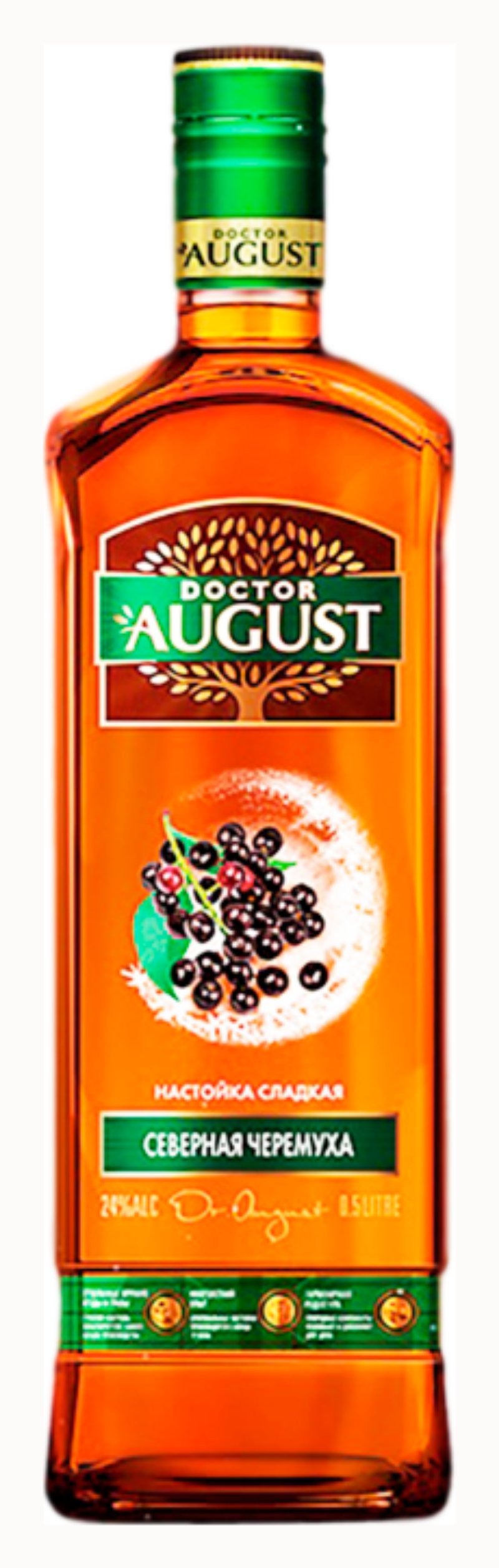 Настойка ДОКТОР АВГУСТ Черемуха на коньяке 24% 0.5л