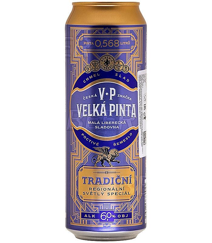 Пиво ВЕЛКА ПИНТА Традиционное светлое пастер 6% ж/б 0.568л