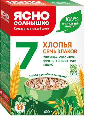 Хлопья ЯСНО СОЛНЫШКО 7 злаков карт/уп 400г