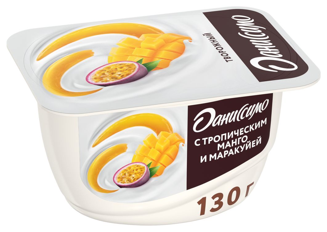 Творожный продукт ДАНИССИМО тропический манго маракуйя бзмж 5.6% 130г