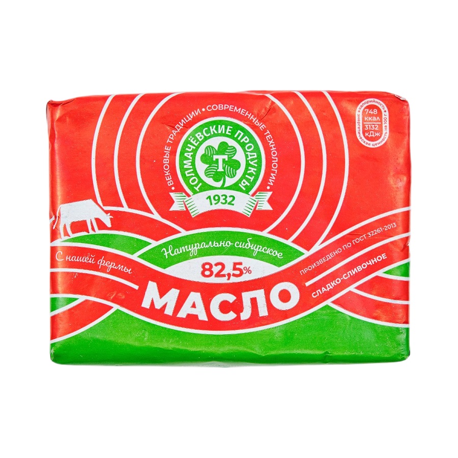 Масло сливочное ТОЛМАЧЕВСКИЕ ПРОДУКТЫ Традиционное бзмж 82.5% 180г