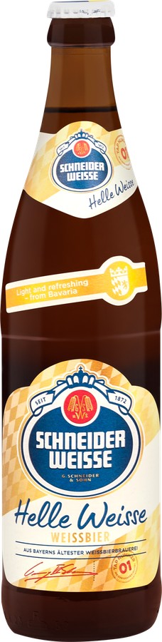 Пиво ШНАЙДЕР ВАЙСС Хелле Вайсс светлое нефильтрованное непастер 5.2% ст/б 0.5л