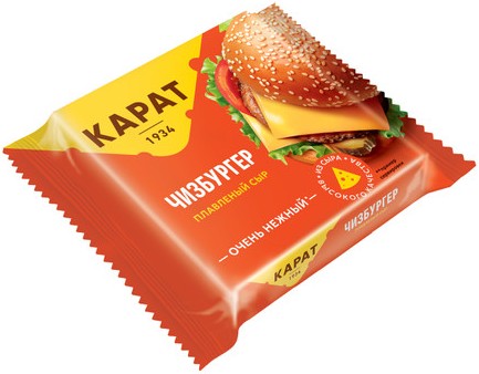 Сыр плавленый КАРАТ Чизбургер ломтики бзмж 25% 130г
