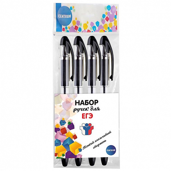 Ручка гелевая ЦЕНТРУМ для ЕГЭ 4шт арт.73163